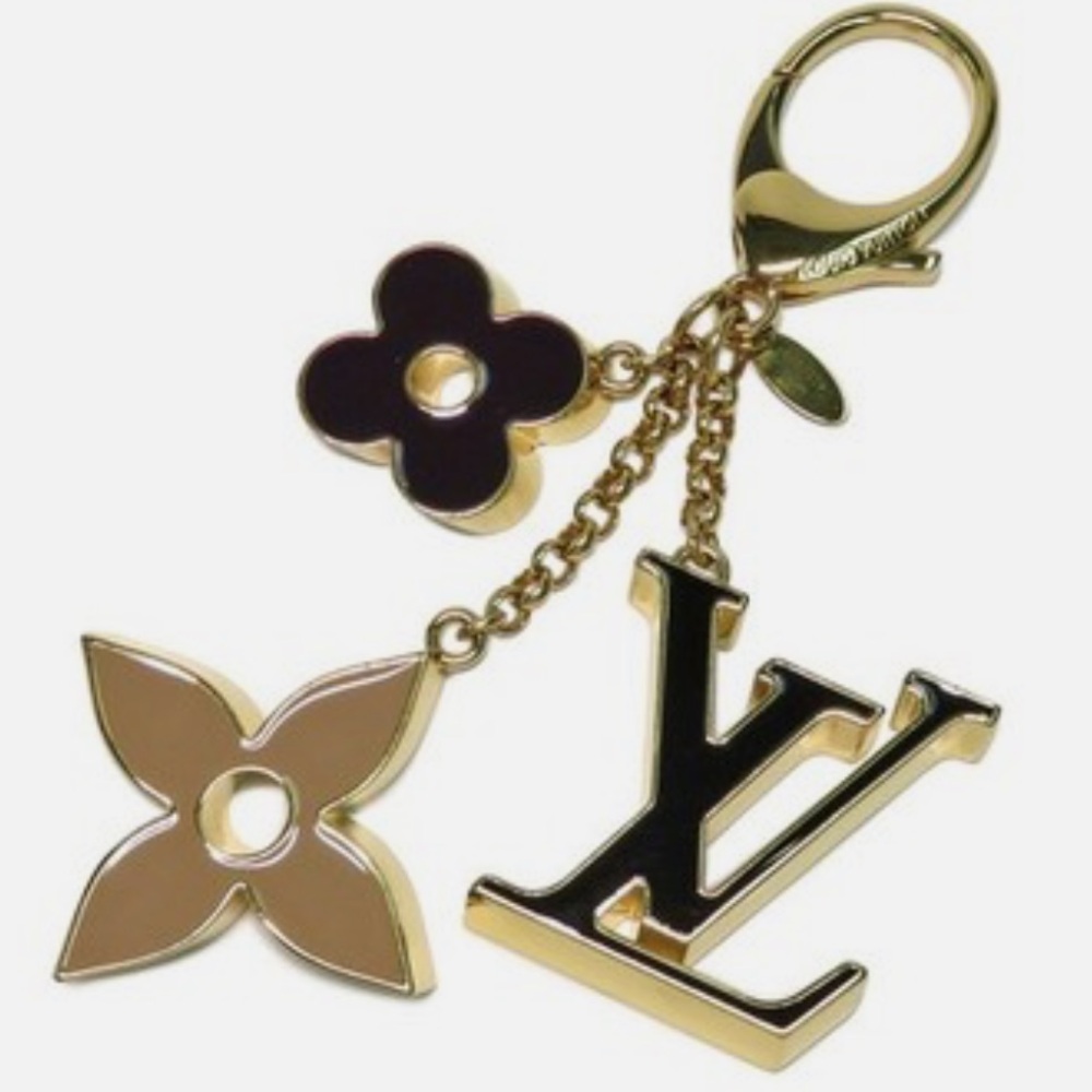 Louis Vuitton Gold and Black Floral Key Holder